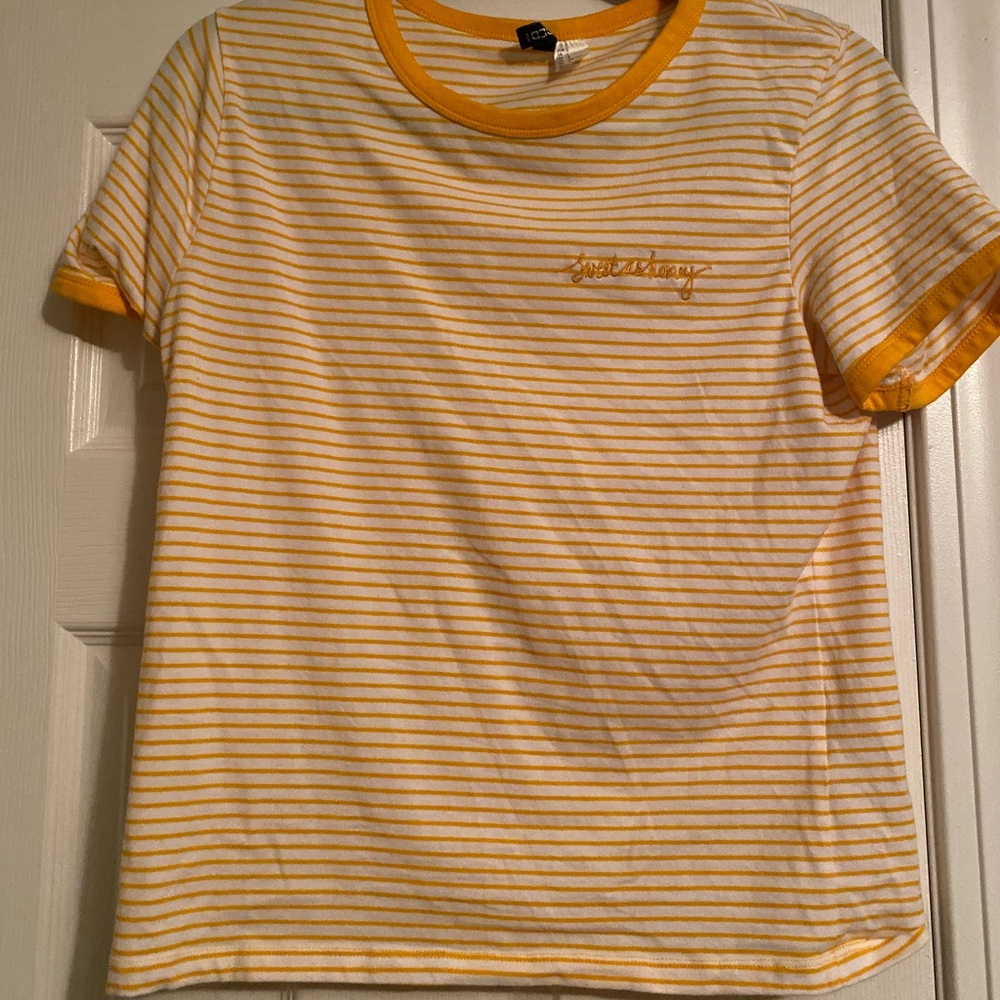 H&M yellow “sweet as honey” striped T-shirt